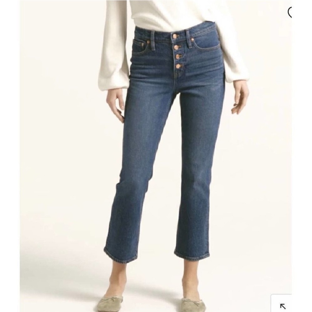 J. Crew Demi Boot Crop Jean in Stone Street wash Button fly Size 26